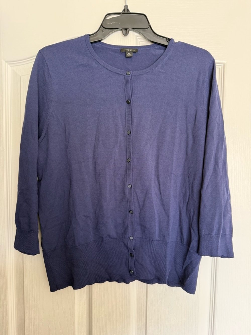 Ann Taylor Deep Navy Lightweight Button Cardigan